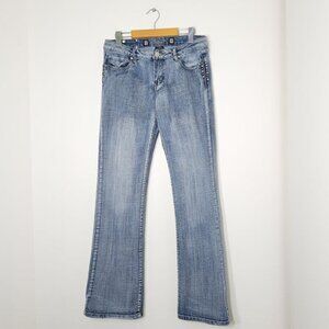 Rampage Blue Denim Medium Wash Classic Boot Cut Stud Embellished Jeans Size 9